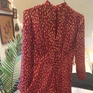 Vintage 1940s Style Red Paisley Dress size 8